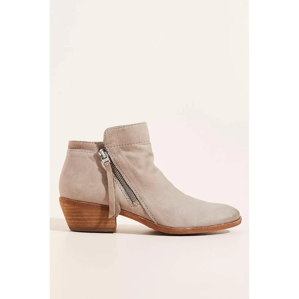 Sam Edelman Packer Ankle Boots Leather‎ Side Zip Taupe Gray 11.5 M Anthropology